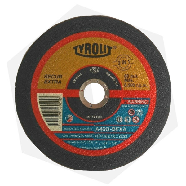 Disco de Corte Plano Óxido de Aluminio Tyrolit – 178 x 1.6 mm