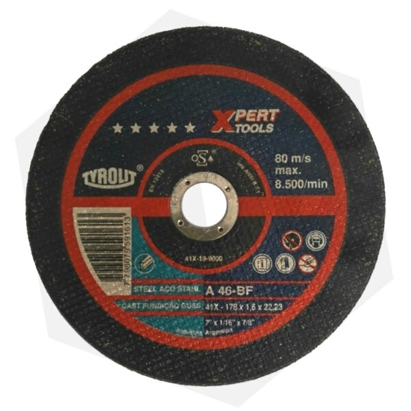 Disco de Corte Plano Óxido de Aluminio Xpert Tools Tyrolit – 178 x 1.6 mm