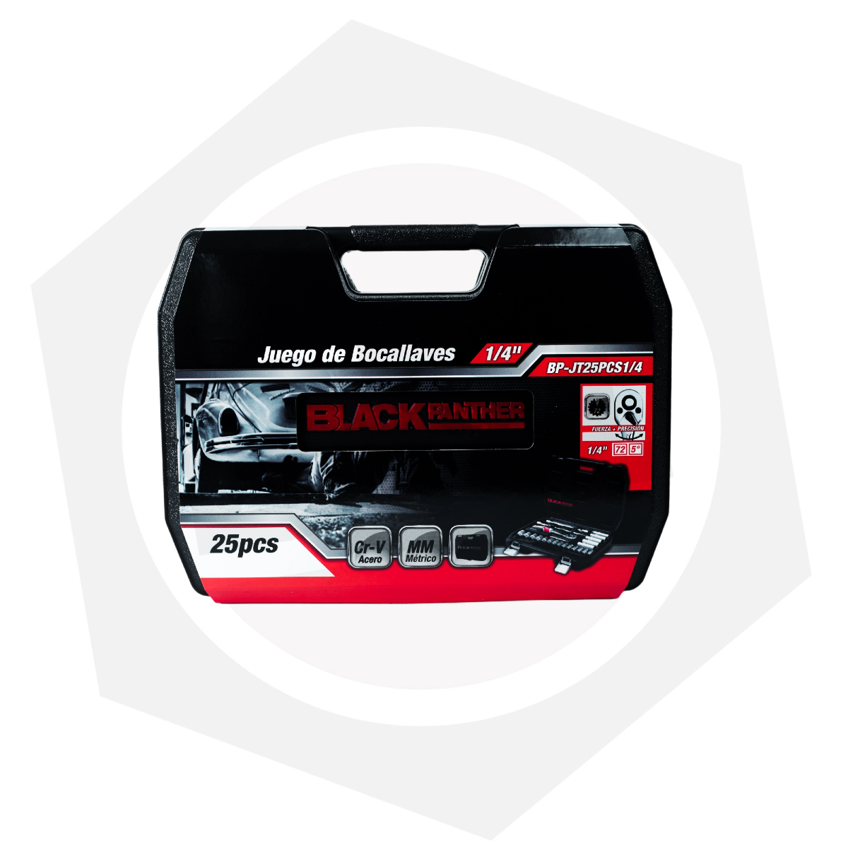 Juego de Bocallaves Black Panther BP-JT25PCS1/4 – 25 Piezas enc 1/4″.