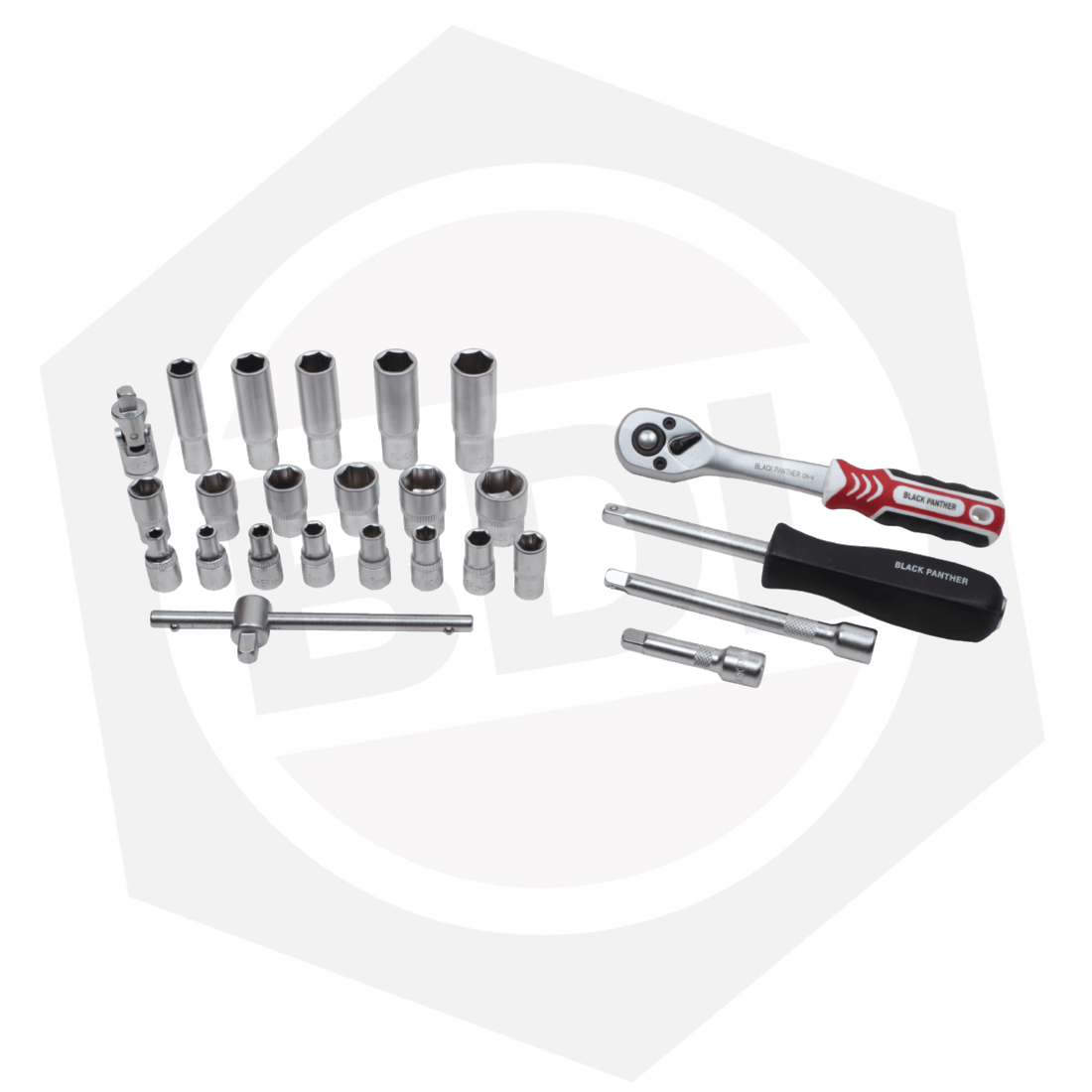 Juego de Bocallaves Black Panther BP-JT25PCS1/4 – 25 Piezas enc 1/4″.