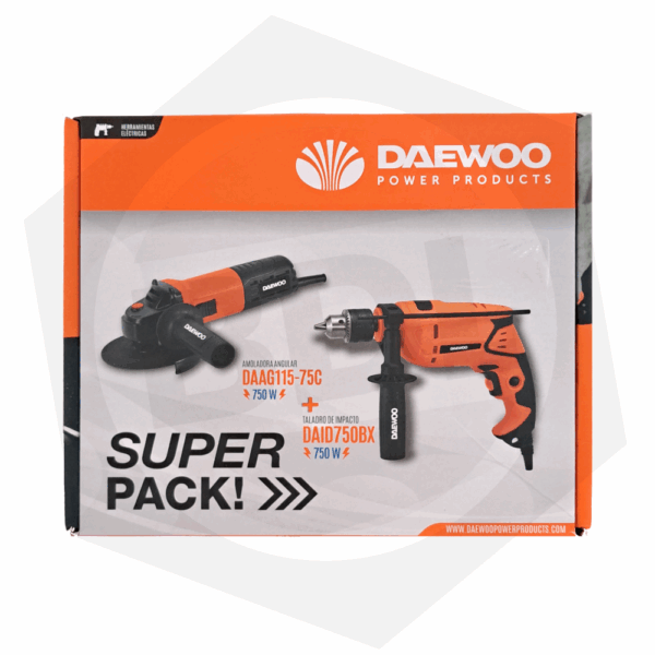 Kit Amoladora y Taladro Daewoo DAAG115-75C + DAID750BX
