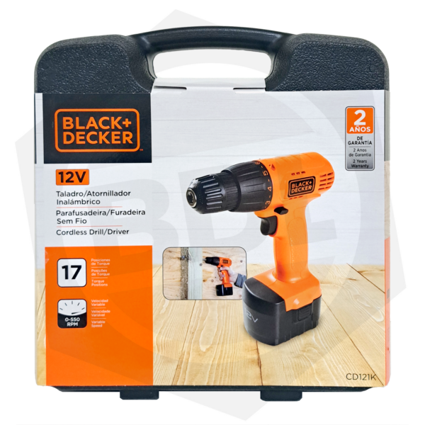 Taladro Inalámbrico Black & Decker CD121K-AR – 10 mm / 12 V