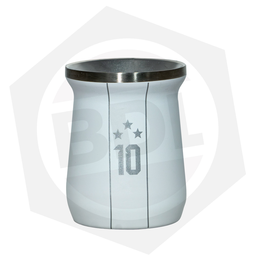 Mate Acero Inoxidable Lusqtoff MATLB3E-9 3 Estrellas Blanco. 300ML.
