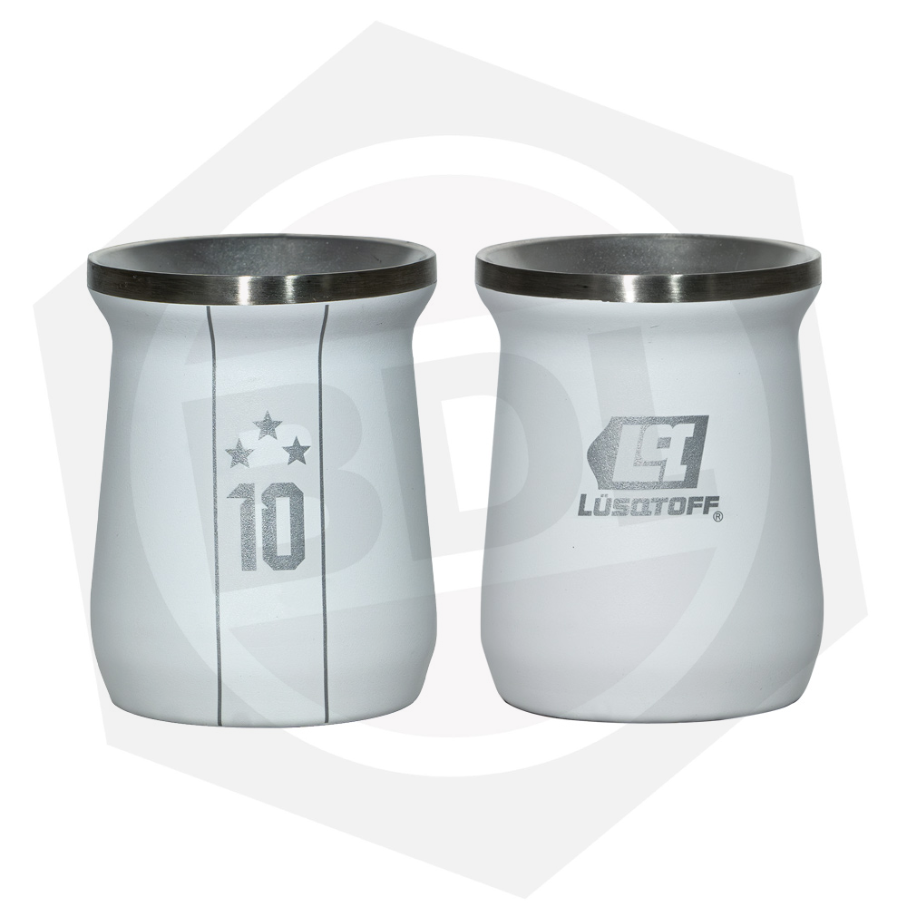 Mate Acero Inoxidable Lusqtoff MATLB3E-9 3 Estrellas Blanco. 300ML.