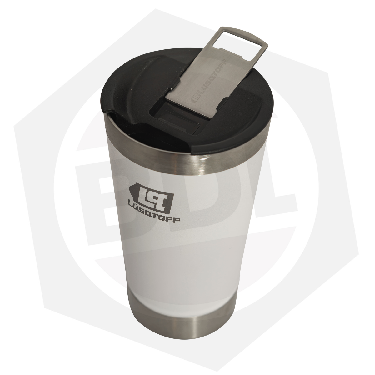 Vaso Termico Acero Inoxidable Lusqtoff C/Tapa 530 ML- Blanco.