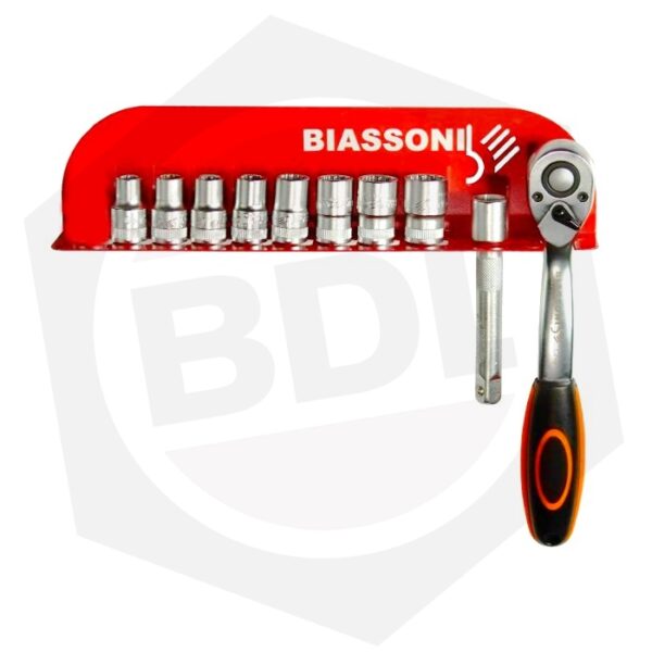 Juego de Bocallaves y Accesorios Biassoni 997705 – Milimétricas / 1/2″ / 10 Piezas