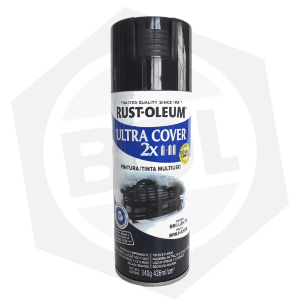 Pintura en Aerosol Brillante Ultra Cover 2X Rust-Oleum – NEGRO