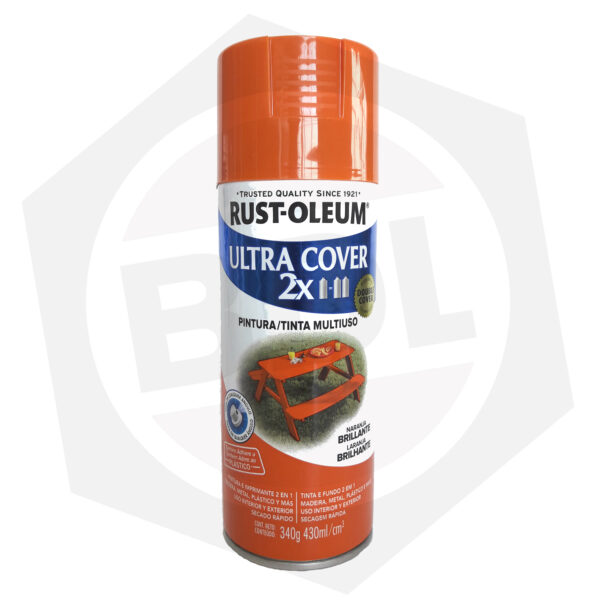 Pintura en Aerosol Brillante Ultra Cover 2X Rust-Oleum – NARANJA