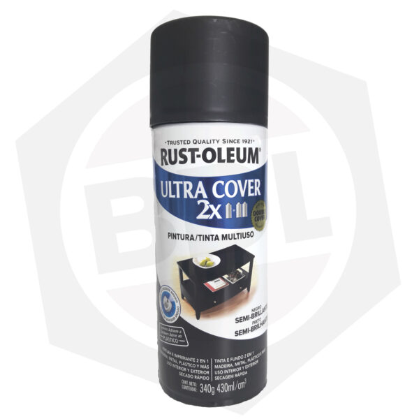 Pintura en Aerosol Semi-Brillante Ultra Cover 2X Rust-Oleum – NEGRO