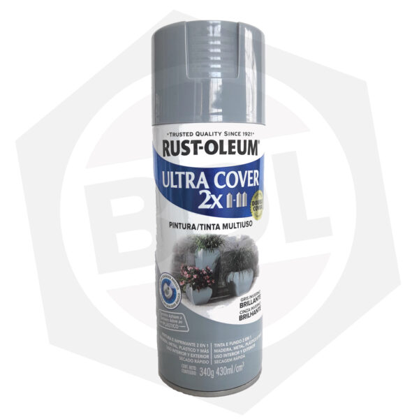 Pintura en Aerosol Brillante Ultra Cover 2X Rust-Oleum – GRIS INVIERNO