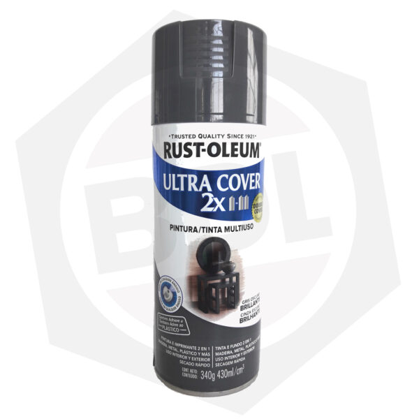 Pintura en Aerosol Brillante Ultra Cover 2X Rust-Oleum – GRIS OSCURO