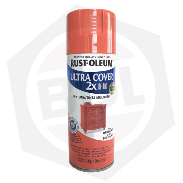 Pintura en Aerosol Brillante Ultra Cover 2X Rust-Oleum – CORAL