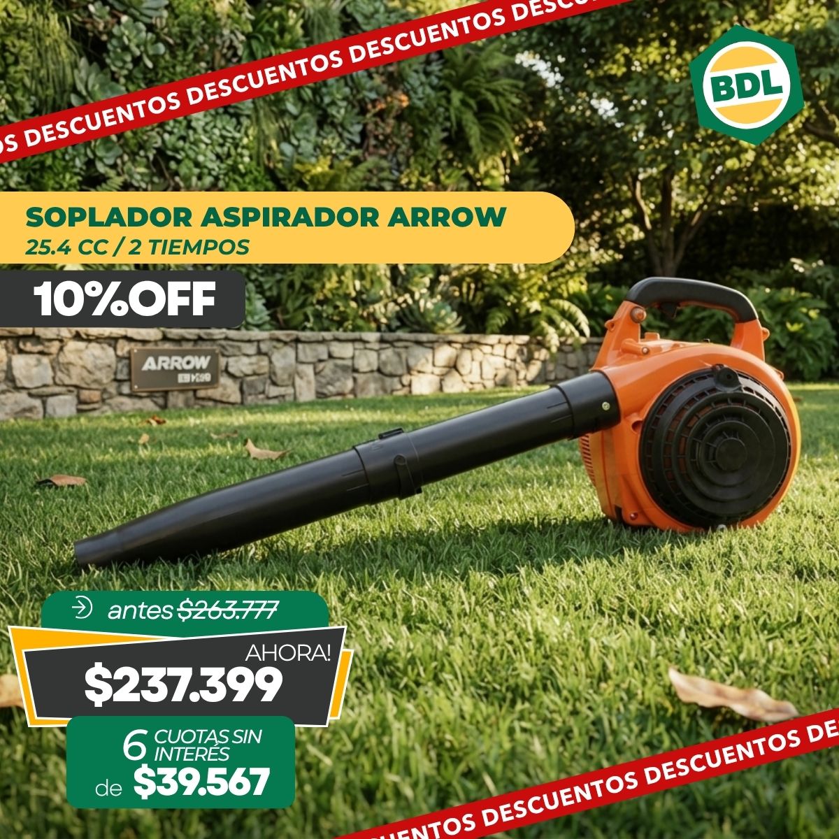 Soplador Aspirador a Explosión ARROW EBV260 – 25.4 cc / 2 Tiempos