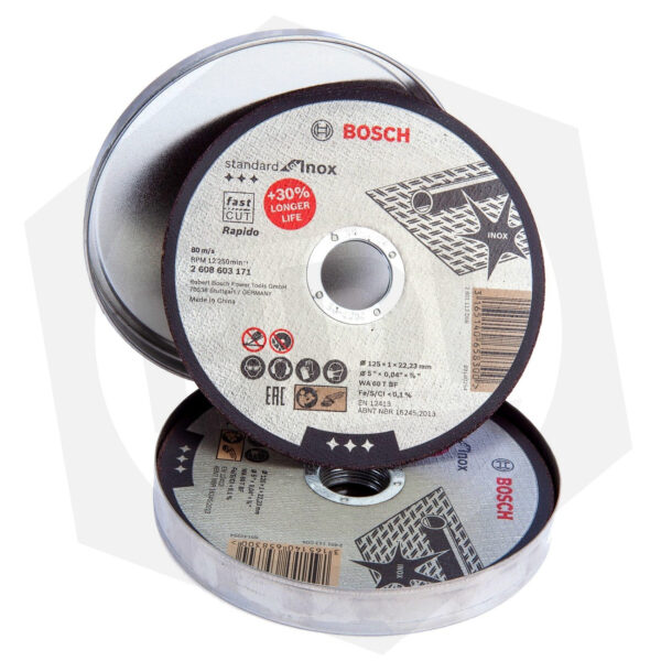 Disco de Corte Standard FOR INOX BOSCH – 125 x 1 MM / 10 Unidades