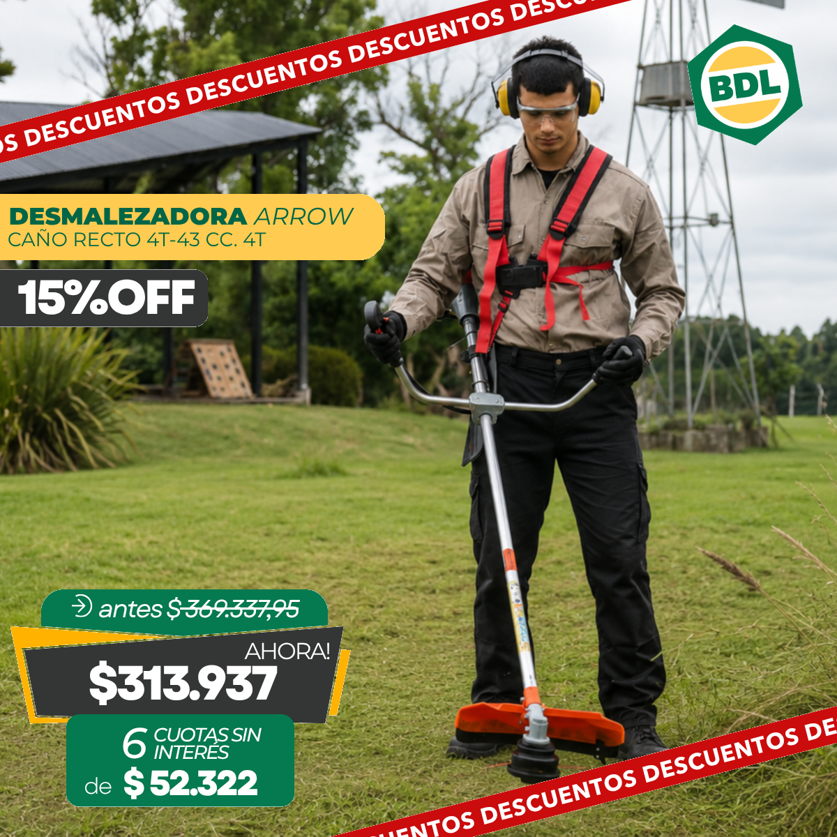 Desmalezadora Arrow CG434B – 43 cc / 1 HP