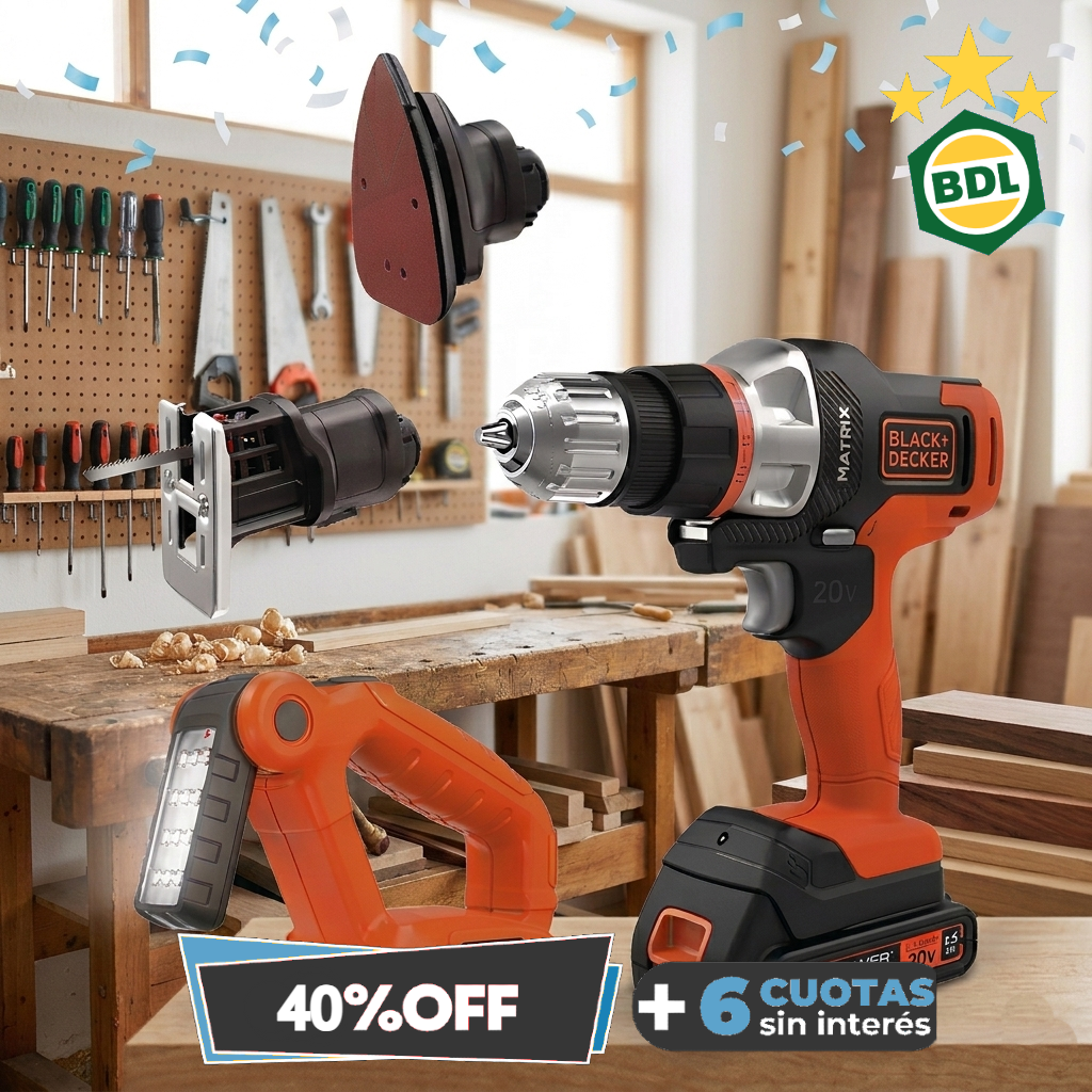 Kit Matrix Multiherramienta Black & Decker MTX20K4 – 20 V / 4 Piezas