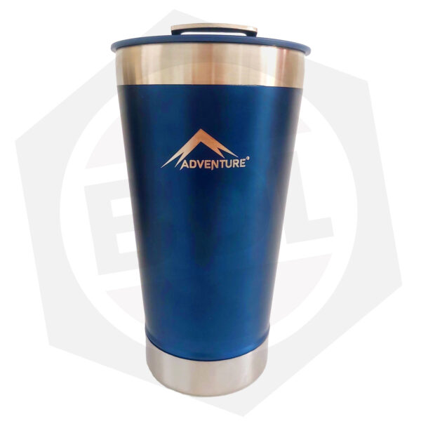 OFERTA – 10% DE DESCUENTO – Vaso Térmico con Destapador Adventure – AZUL METALIZADO / 473 cc