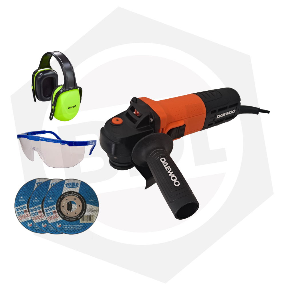 Combo – Amoladora Angular Daewoo DAAG115-75C – 115 mm / 750 W + Accesorios