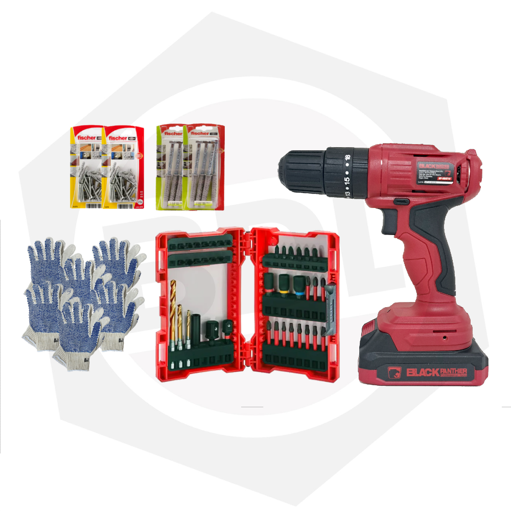 Combo – Taladro Black Panther BP-HBAT10 – 10 MM / 20 V / 1 Batería + Accesorios