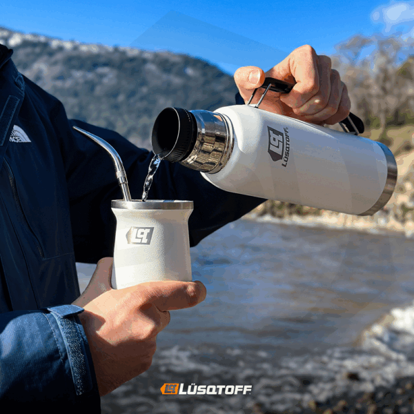 Termo Lusqtoff TL1-9B – Acero Inoxidable / Blanco / 1 Litro